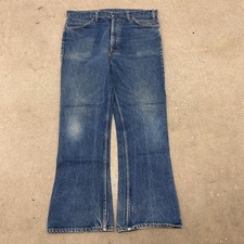 Vintage 70s Levi's 646 Jeans Mens 38X32 Blue Denim Bell Bottom Flared Hippy