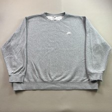 Nike Sweatshirt Mens 2XL Gray Club Fleece Crewneck Swoosh Sportswear Athletic