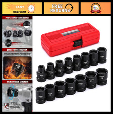 15-piece 12 Drive Stubby Impact Socket Set Metric 10-24mm 6-point Radius Co