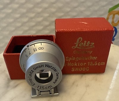 VINTAGE LEICA ERNST  LEITZ WETZLAR VIEWFINDER 13.5CM 135mm HEKTOR SHOOC RED BOX
