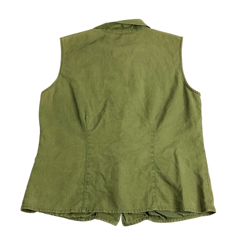 Colete Kathie Lee Feminino 14 Verde Linho Mescla Botão para Cima Y2K Grunge Academia - Imagem 2 de 4