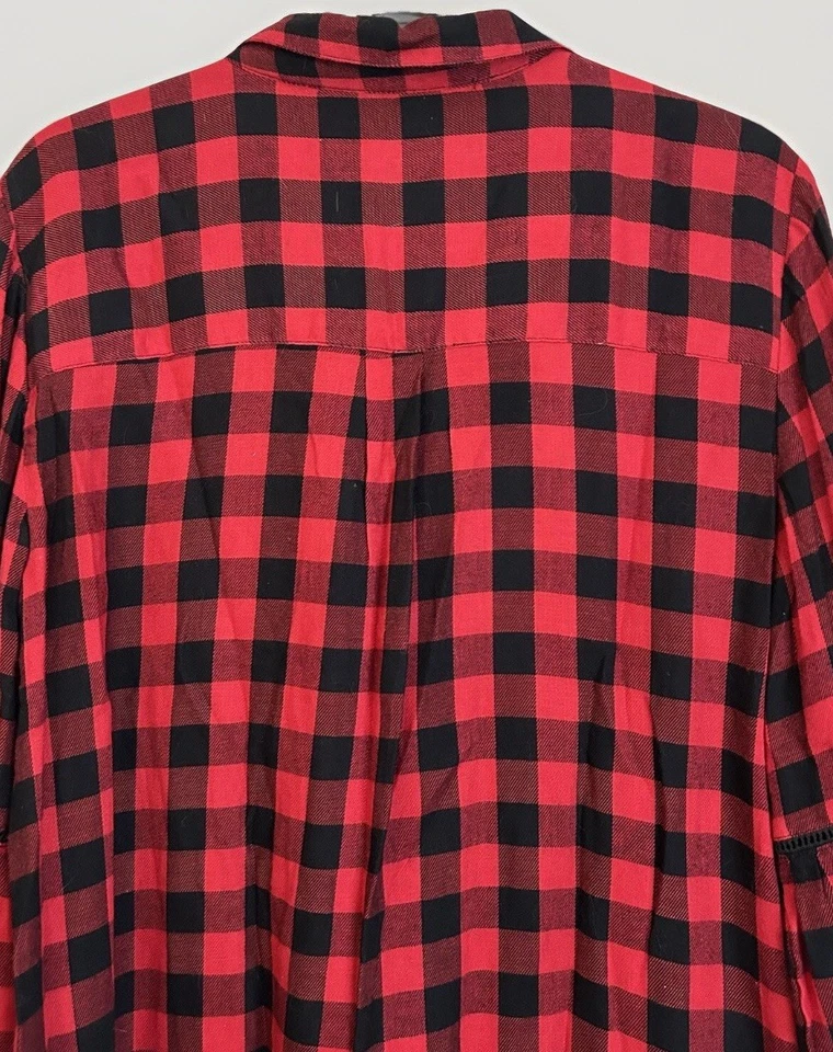 Camisa a Cuadros Vintage America Top Mujer L Hinchada L/S Plisada Pecho Calzoncillos Abotonados Foto 4 de 4