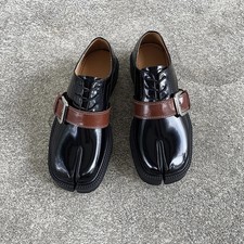 Men's Tabi Leather Detachable Belt Buckle Split Toe Low Top Loafers Shoes
