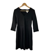 Anthropologie Ganni Black Pleated Fulton Long Sleeve Dress Women's Small