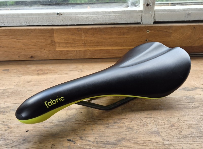 Fabric Scoop Race Shallow Chro-mo Rails Bike Saddle. Black and Neon Green