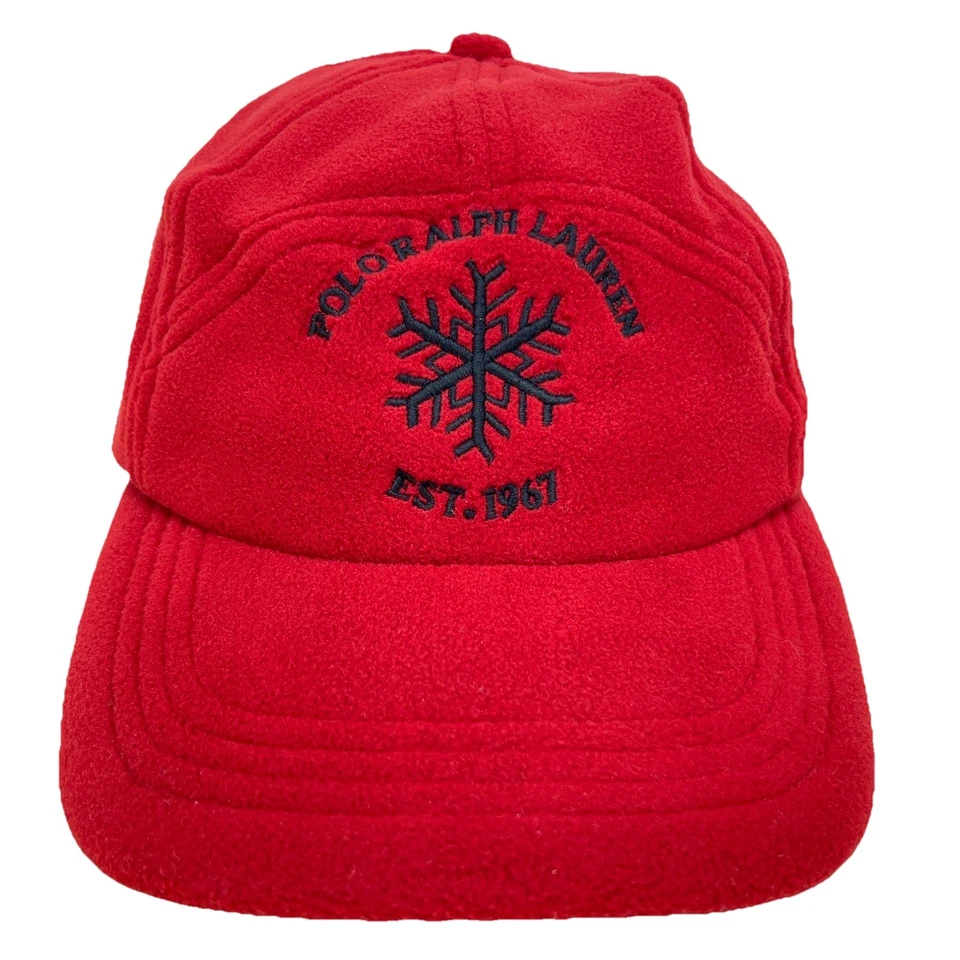De colección Polo Ralph Lauren Sombrero Gorra Correa de Cuero Espalda Vellón 5 Paneles Copo de Nieve Foto 2 de 4