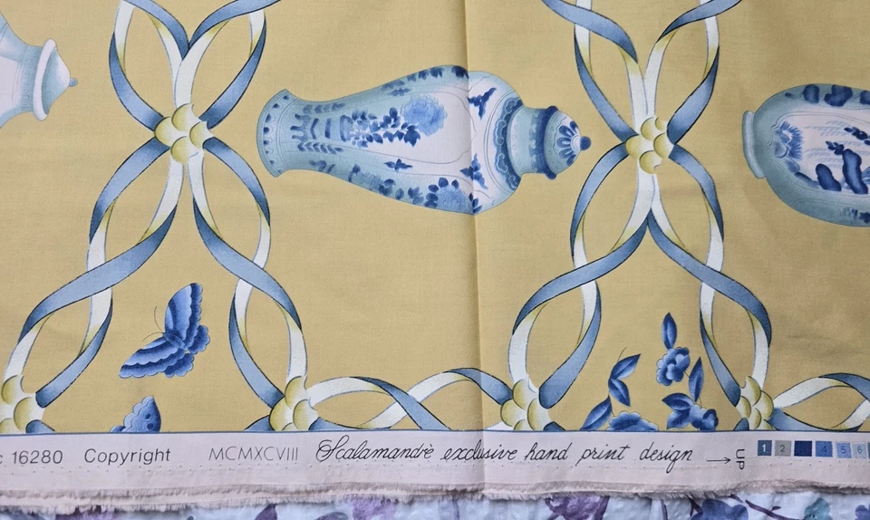 Tela Scalamandre “Precious Cargo” 16280 impresión a mano exclusiva 2 1/2 yardas X 54” Foto 3 de 4