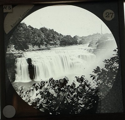 Vintage Magic Lantern Slide. LOWER GENESEE FALLS, LETCHWORTH, NY. 