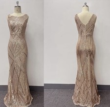 Elegant Sequin Maxi Formal Gown Sleeveless Wedding Guest Dress 105 Retail
