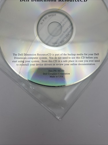 Dell Dimension Resource CD P/N 0628D w/ Instructions Drivers Reinstallation New - Picture 3 of 3
