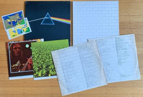 Pink Floyd 1973 Dark Side of the Moon + 1979 The Wall 1st press vinyl LP near mt