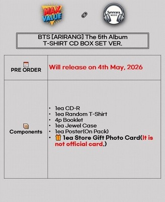 BTS [ARIRANG] 5th Album T-SHIRT CD BOX SET Ver/CD+Booklet+T Shirt+