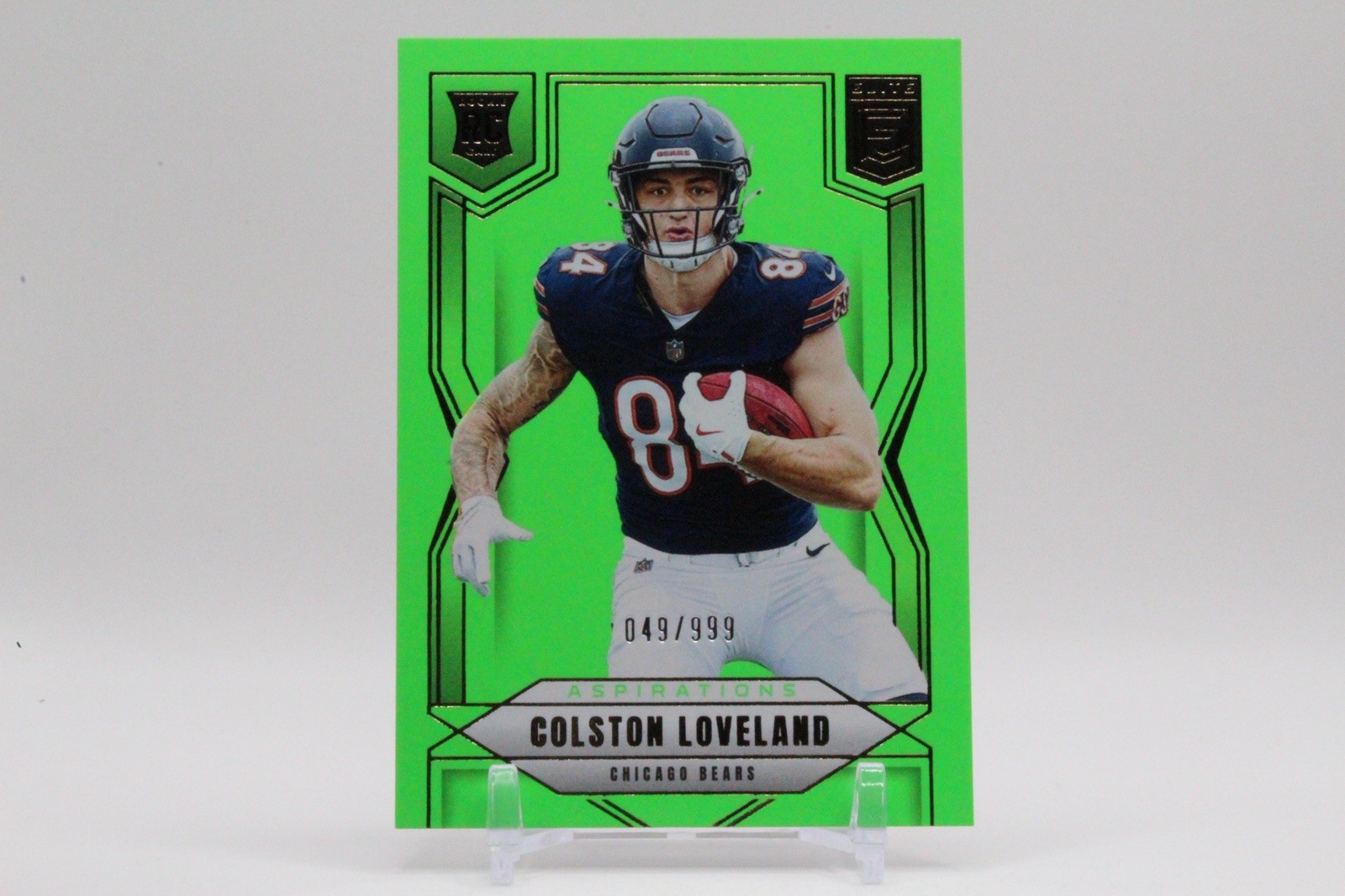 2025 Panini Donruss Elite Colston Loveland #109 Aspirations Lime Green /999 RC