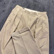 Vintage Polo Ralph Lauren Hammond Pants Mens 34x32 Tan Pleated Cuffed USA Made