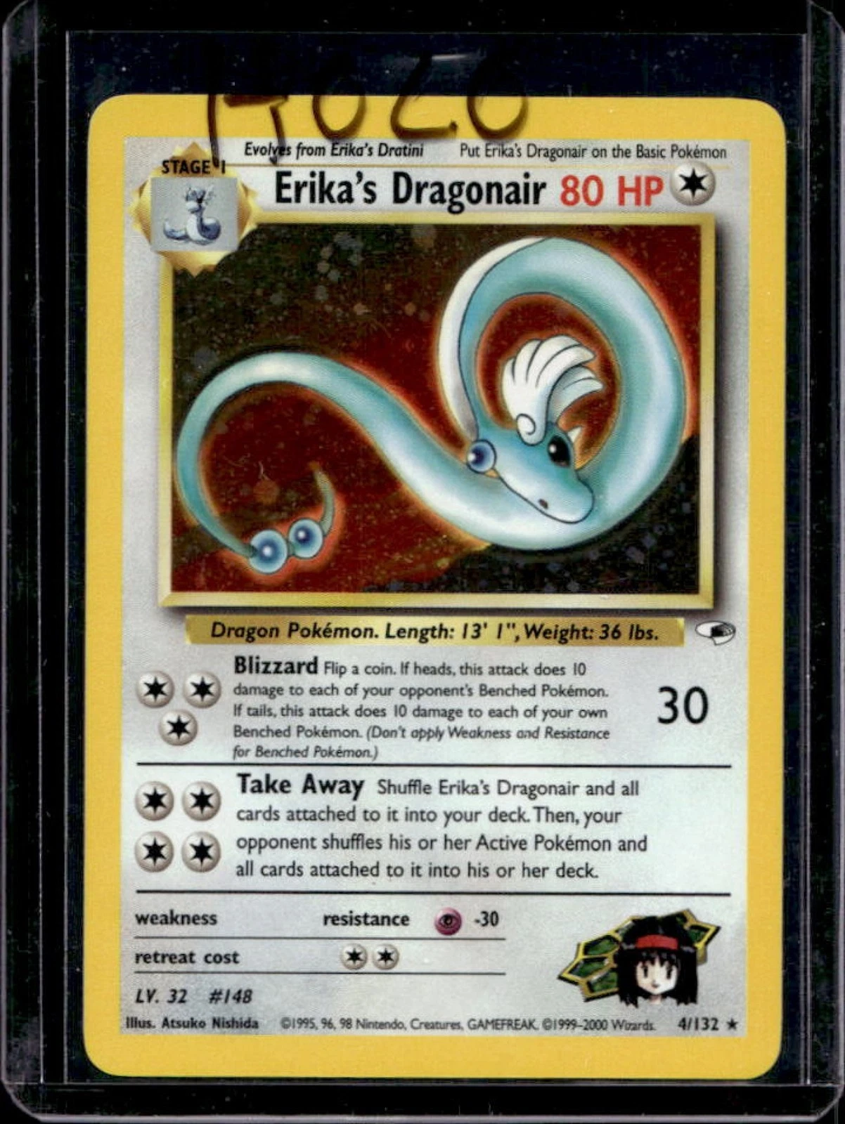 2000 Pokemon Gym Heroes Erika's Dragonair Holo #4/132