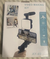 5-in-1 Smartphone Gimbal Stabilizer with LED Light and Microphone