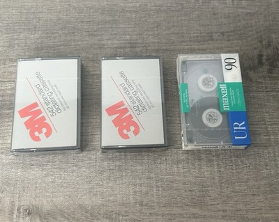 Lot Of 3 Blank Cassette Tapes Sealed Maxwell 90 3M Standard Dictating 60 Minute
