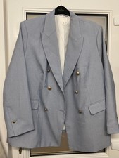 Ladies H&M Blazer - Pale Blue - Double-Breasted Jacket - Gold Buttons- UK XL
