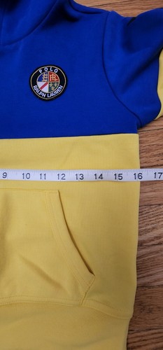 Kid's Polo Ralph Lauren Pullover Hoodie Patch Spellout Sz S (8) Colorblock - Picture 6 of 7
