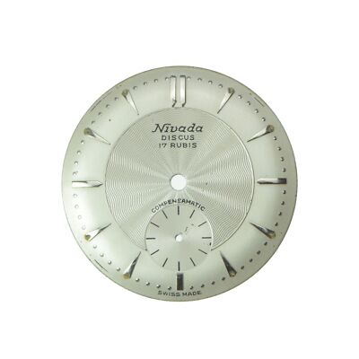 Original NIVADA Discus Auqamatic Zifferblatt rund grau 28 mm