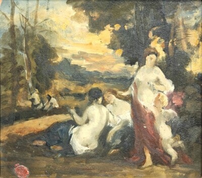 ''Nymphs in a Landscape'' Narcisse Diaz de la Peña, 19th Century Idyllic Landscape