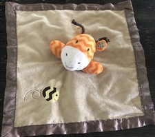 Circo Giraffe  Bee Tan Plush Satin Orange Chevron Baby Security Blanket Lovey
