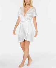Linea Donatella Ivory Juliet Short Satin Robe - Ivory (L/XL) 0176 