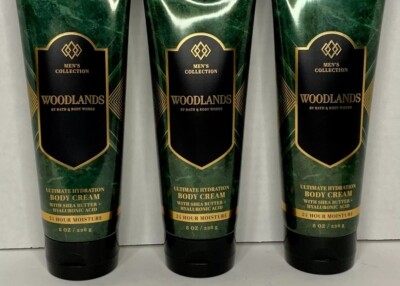 SET OF 3~Bath & Body Works WOODLANDS for Men Body Crea~NEW~RARE!