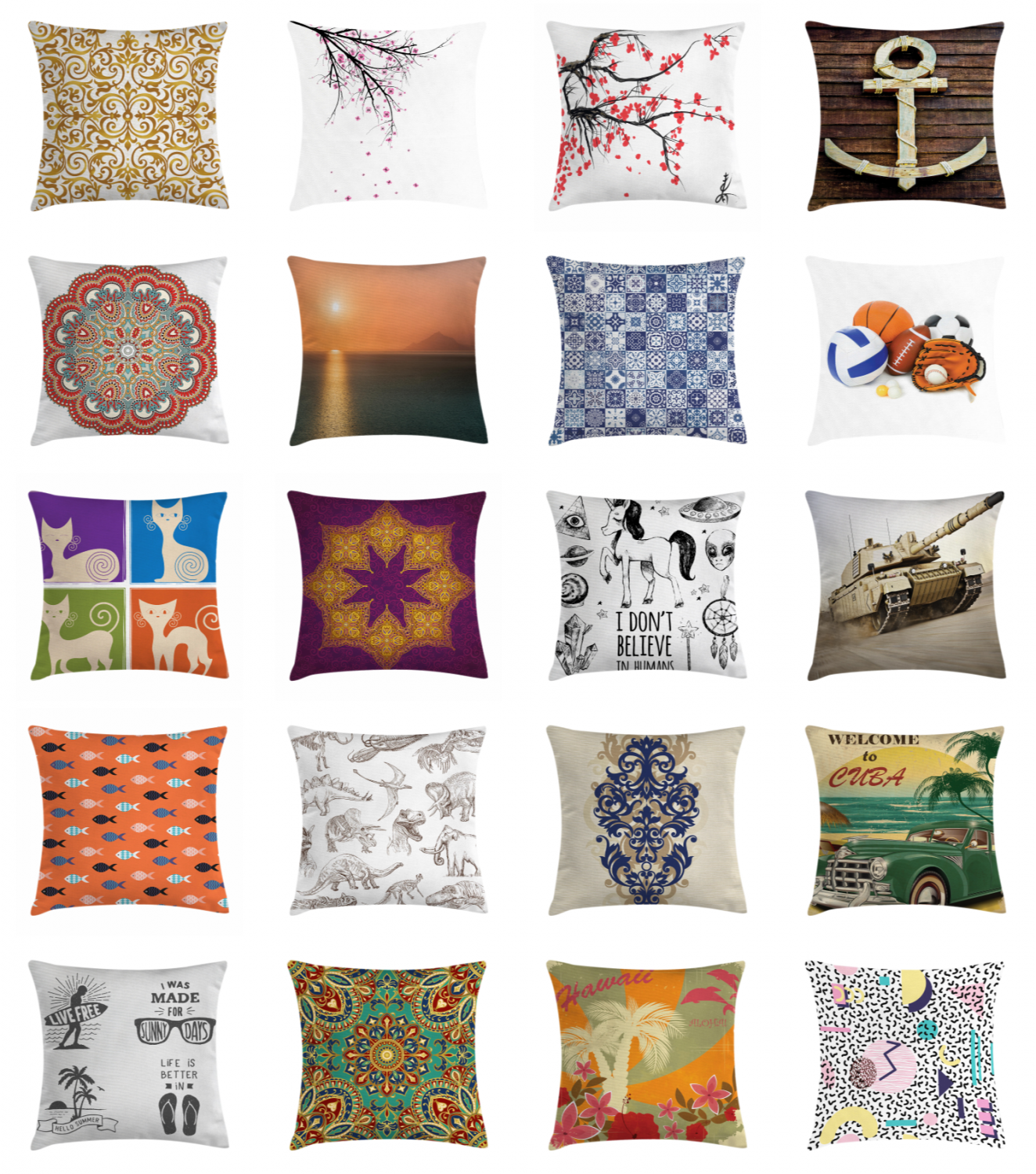 Ambesonne Square Zipper Throw Pillow Case for Couch Bed Decor