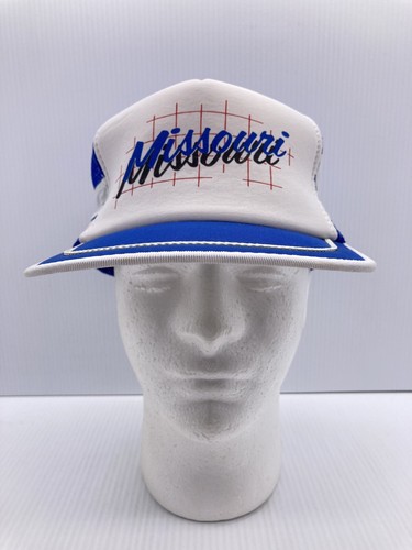 VTG MISSOURI Blue 3 Stripe Mesh Trucker Hat Snapback State Souvenier Cap - AS IS - Picture 2 of 9