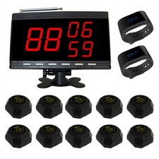 SINGCALL Wireless Calling Pager Systems 1 Display Screen, 2 Watches,10 Pagers