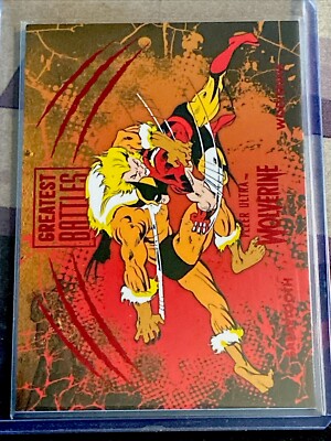 2023 Fleer Ultra Wolverine Greatest Battles WOLVERINE vs SABRETOOTH RED FOIL /74