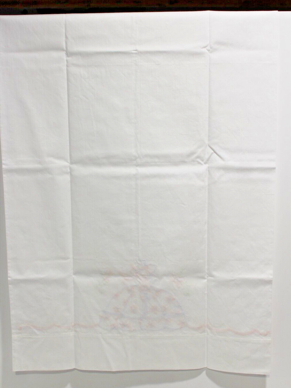 Vintage Pair White Queen Pillowcases Embroidered w/ Victorian Lady eBay