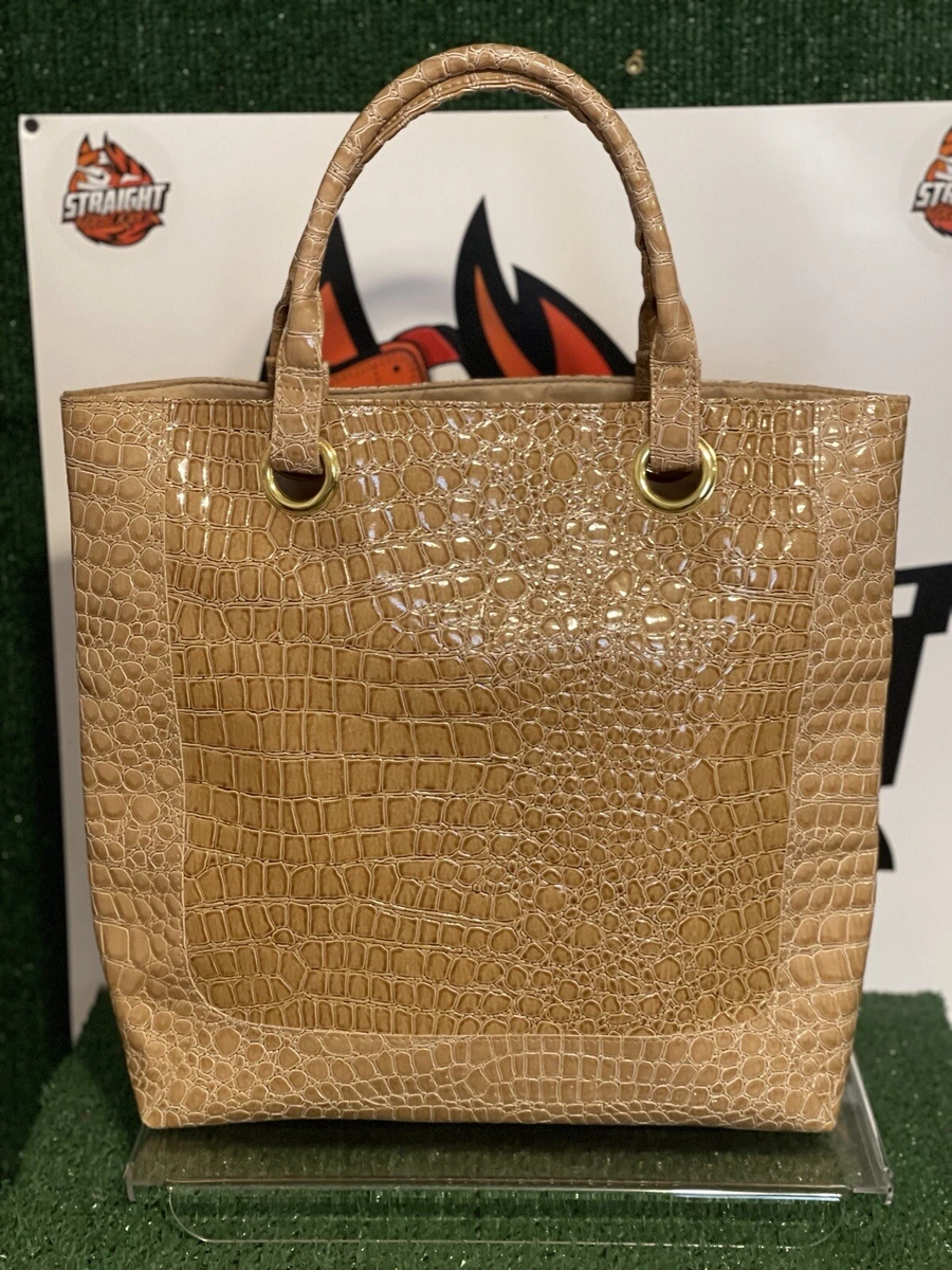 Est e Lauder Bag Tote Crocodile Print Color Cream Preowned Great Condition