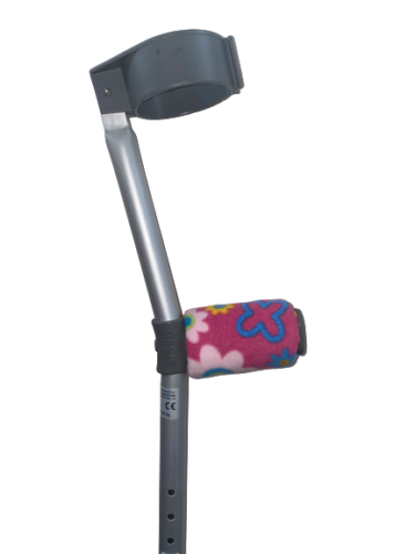 Padded Crutch Handle Foam Covers Pads Crutches Adult Pink Flowers 1st Class P&P - Picture 1 of 7