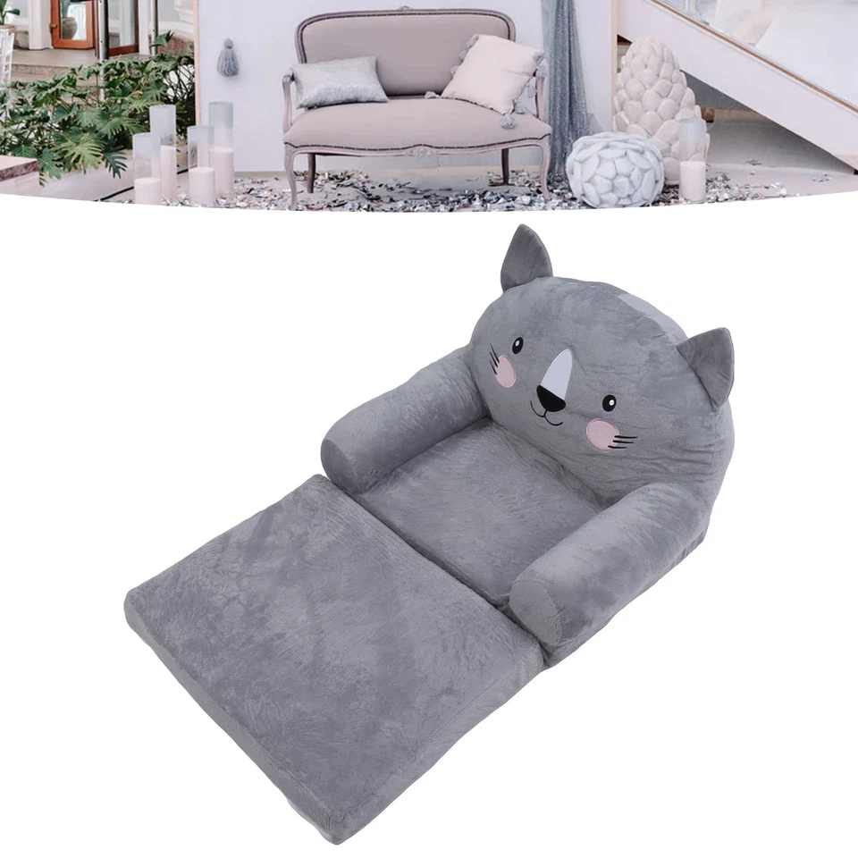 Cartoon Folding Kids Sofa 2 in 1 Washable Kids Sofa Bed Wide Armrest Comfortable - Image 3 of 4