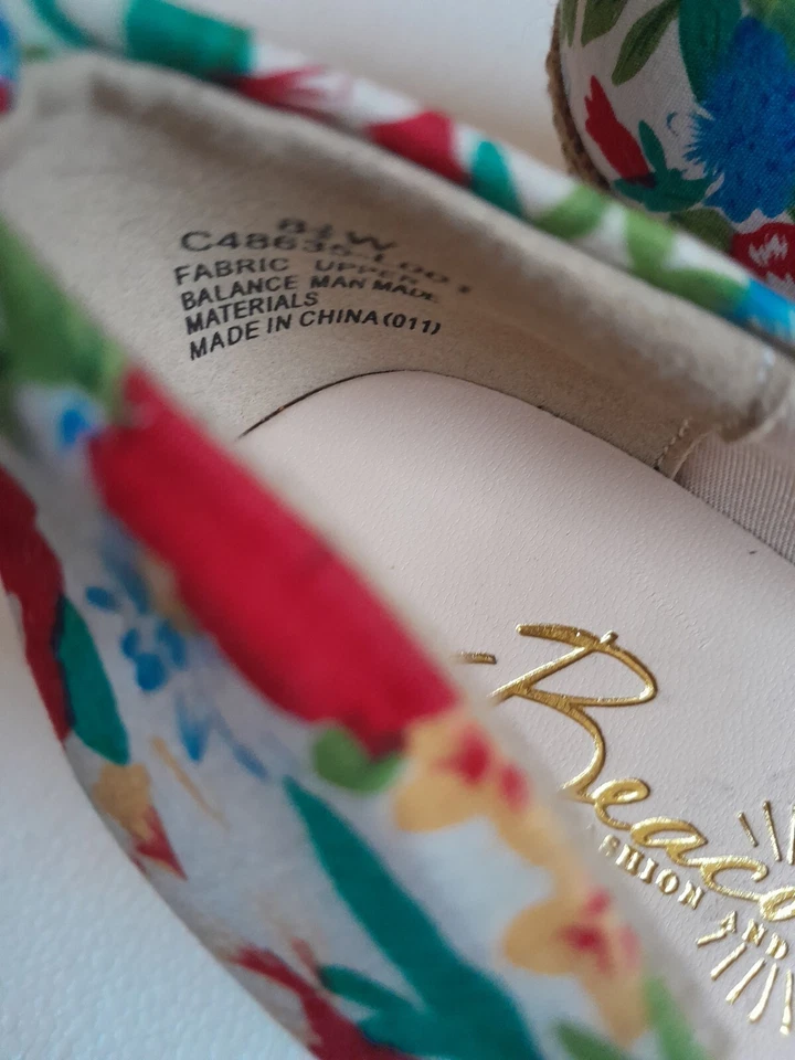 Beacon NEWPORT Lona Deslizable Tacón de Cuña Mujer Zapatos 8.5 W Floral Multicolor Foto 4 de 4