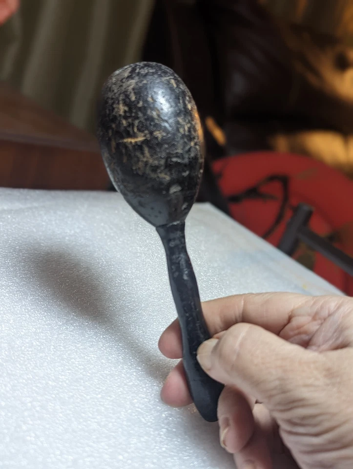 Antiguo CALCETÍN DE MADERA 1920 DARNER herramienta de costura de reparación negro Foto 4 de 4