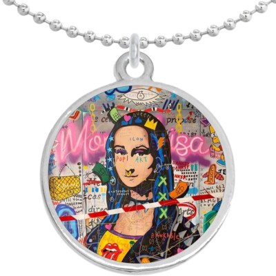Mona Lisa Pop Art Round Pendant Necklace Beautiful Fashion Jewelry
