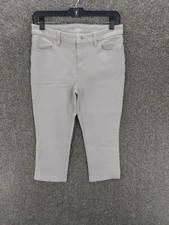 Chico's Perfect Stretch Girlfriend Slim Leg Capri Jeans Women 0 Beige Mid Rise