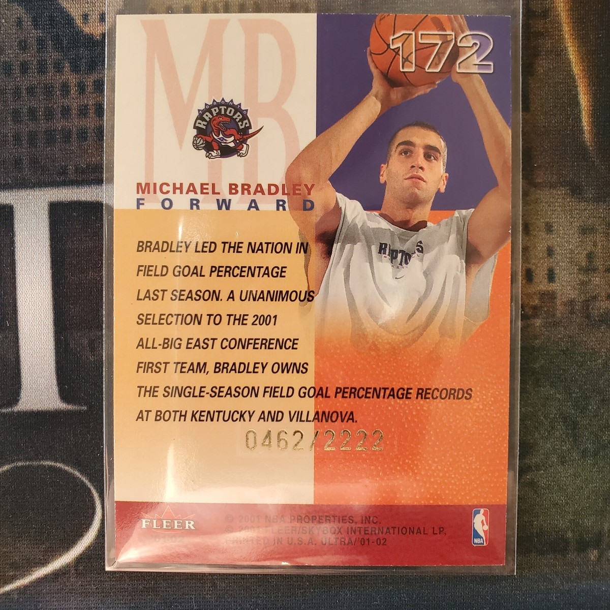 Michael Bradley FLEER ULTRA ROOKIE LIMITED CARD 0462/2222 NBA 2001