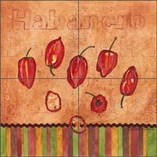 Habanero Pepper Tile Backsplash Sara Mullen Kitchen Art Ceramic Mural SM118