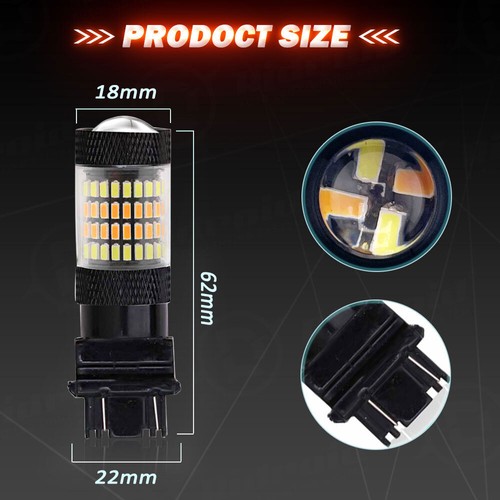 2pcs 3157 4157 LED Switchback Turn Signal Light Bulbs White/Amber - Picture 10 of 17