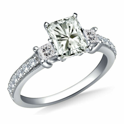 6+Ct Near White Radiant Moissanite Diamond Engagement Ring 925 Sterling Silver