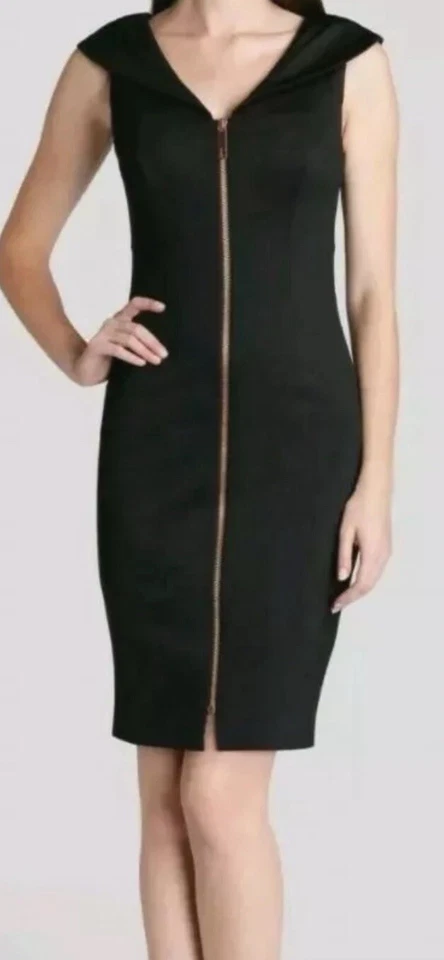Vestido Ted Baker Ravana Cremallera Frontal en Negro - Talla US 4 Foto 2 de 4