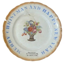 Antique South Omaha Nebraska 1900 Grocer Advertising Plate Christmas New Year NB