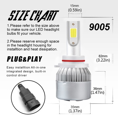 6000K Front LED Headlights Bulbs for Chevy Silverado 1500 2500 HD 1999-2006 - Picture 11 of 12