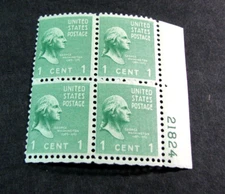 US Plate Block Stamp Scott# 804 Washington 1938 MNH L725