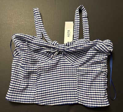 ASTR the Label Cropped Tank Top L Knot & Cut-out V-strap Halter Style Neck-line