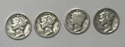 silver mercury dimes lot Of 4 U.S. Silver Coins Different Dates/Mints